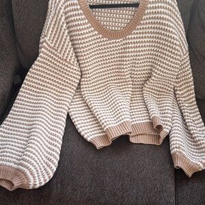 Cozy Cream & Tan Striped sweater